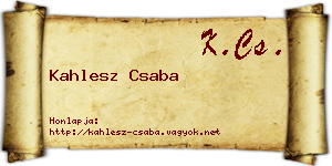 Kahlesz Csaba névjegykártya